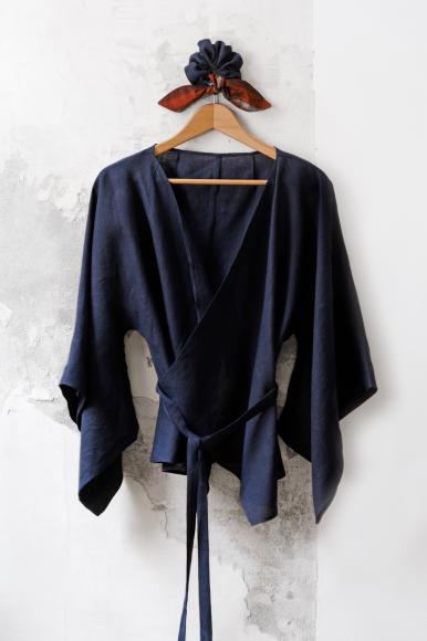 KIMONO LNIANE KRÓTKIE:  CIEMNY GRANAT