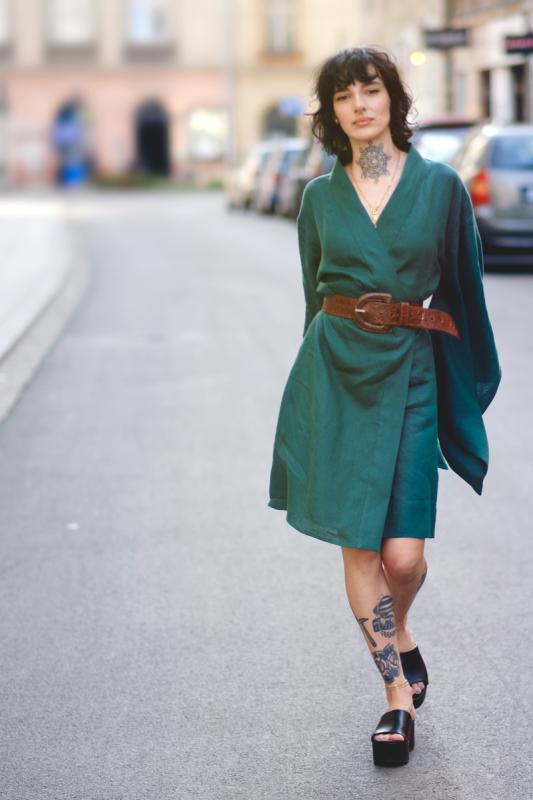 lniane kimono zieleń