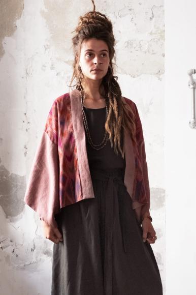 NEW KIMONO LNIANE  Polski len i indonezyjski ikat 