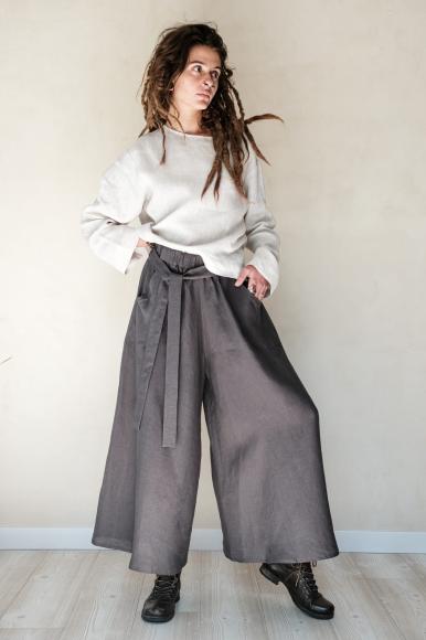 SPODNIE PALAZZO LNIANE - SZARE