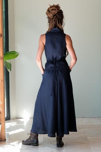 SPODNIE PALAZZO LNIANE - GRANATOWE