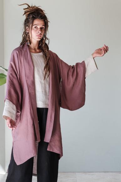 KIMONO LNIANE LONG NEW DESIGN - DUSTY PINK