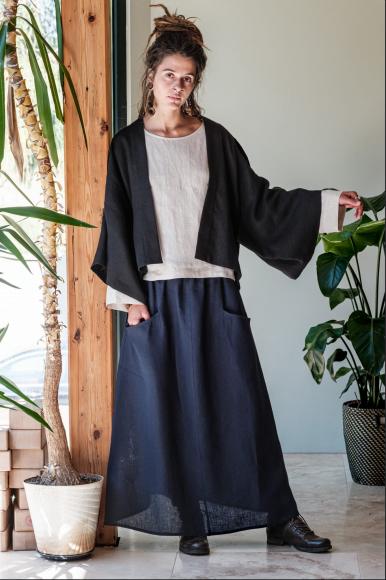 SPÓDNICA MAXI LNIANA - CIEMNY GRANAT