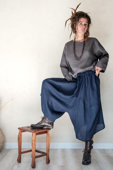 SPODNIE SAMURAI LNIANE - GRANATOWY