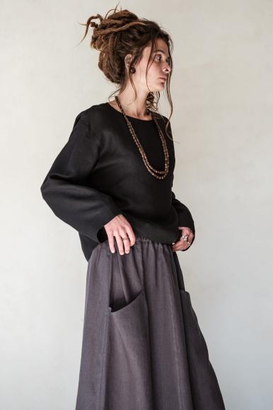 SPÓDNICA MAXI LNIANA - SZARA