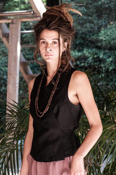 LNIANA KAMIZELKA - CZARNA