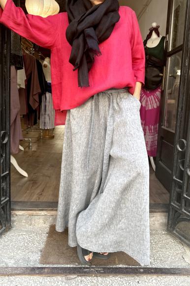 SPODNIE PALAZZO LNIANE - Szary Melanż