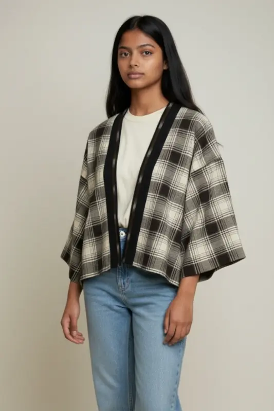 Kimono  Brown Check Ikat.png